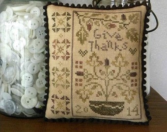 Primitive Cross Stitch Pattern - Give Thanks