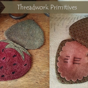 Strawberry Needlebook - Primitive Punch Needle Pattern