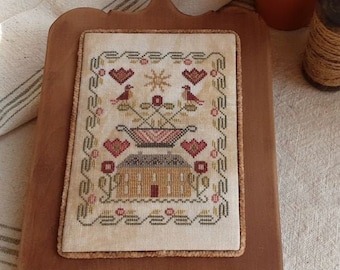 When Spring Arrives - Primitive Cross Stitch Pattern