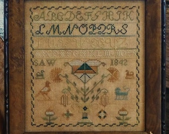 Primitive Cross Stitch Pattern - 1842 SAW Sampler