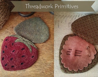 Strawberry Needlebook - Primitive Punch Needle Pattern