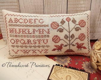 Red Letter Sampler ~ Primitive Cross Stitch Pattern