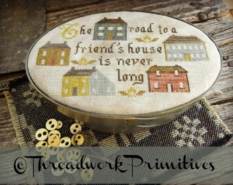 Primitive Cross Stitch Pattern - The Road