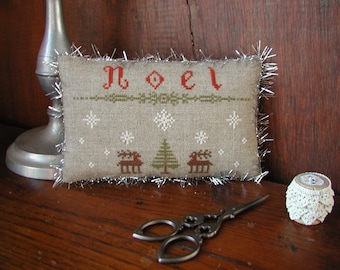 Primitive Cross Stitch Pattern WOODLAND NOEL