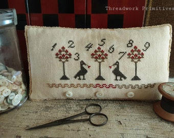 Primitive Cross Stitch Sampler Pattern Counting Crows Pinkeep