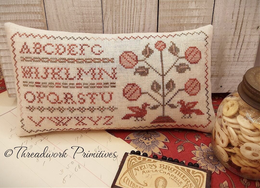 Red Letter Sampler ~ Primitive Cross Stitch Pattern - Etsy