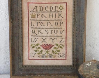 Primitive Cross Stitch Pattern - Ann's Sampler