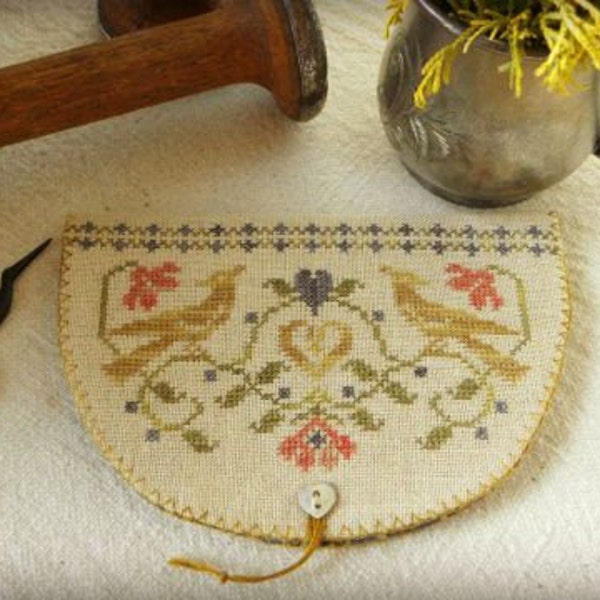 Primitive Cross Stitch Pattern - Growing Love Stitcher's Wallet