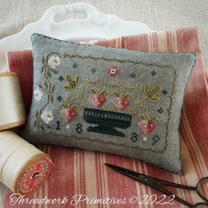 Summer Basket ~ Primitive Cross Stitch Pattern