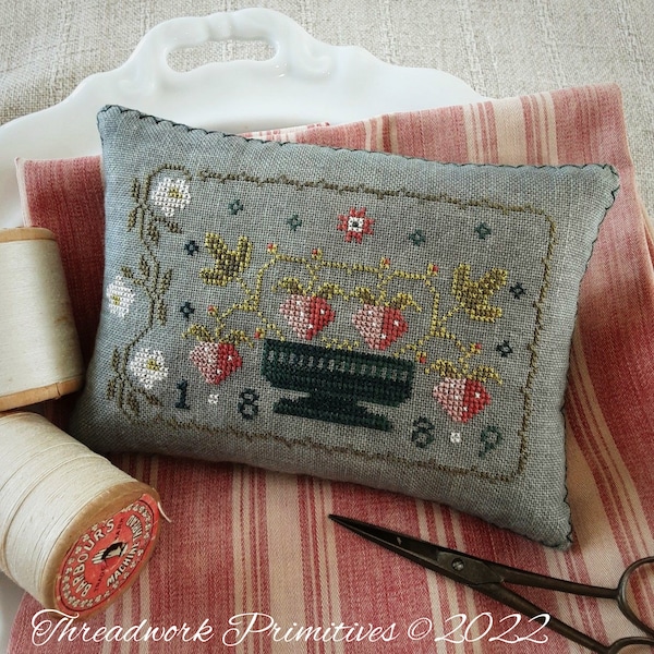 Summer Basket ~ Primitive Cross Stitch Pattern