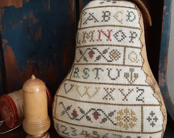 Sampler Pear ~ Primitive Cross Stitch Pattern