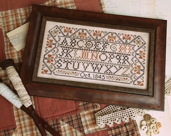 October Sampler ~ Primitive Cross Stitch Pattern