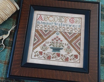 Stroll Around the Garden ~ Primitive Cross Stitch Pattern