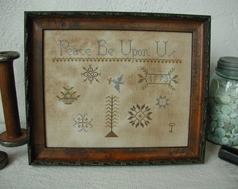 Primitive Cross Stitch Pattern - Peace Be Upon Us