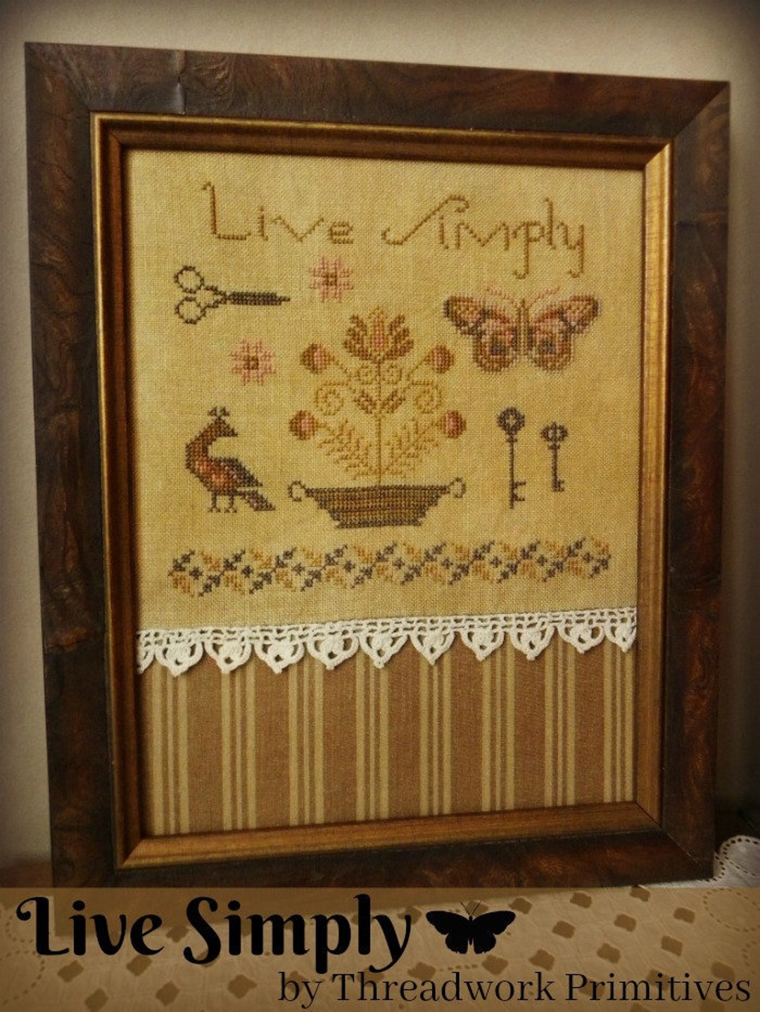 Primitive Cross Stitch Pattern - Live Simply - Etsy