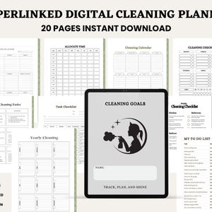 Hyperlinked Digital Cleaning Planner | Home Organization & Cleaning Schedule | Chore Tracker | Digital Household Planner | Instant Download