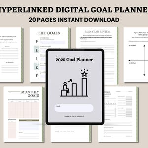 Hyperlinked Digital Goal Planner | Productivity Success Tracker | Habit Progress Journal | GoodNotes Notability | Digital Goal Setting PDF