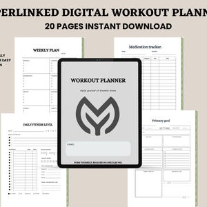 Hyperlinked Digital Workout Planner | Fitness Planner Bundle | Daily Exercise Log | Weight Loss iPad Journal | GoodNotes & Notability