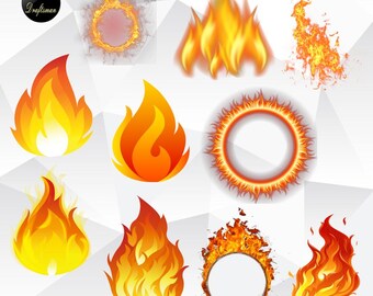 Fire Flame Burning Burn Red Flaming Illustration, Clipart, Sticker Template, Digital Print, Printable, Instant Download, png, jpg, psd