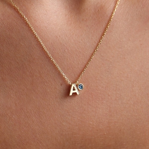 Anfangs Birthstone Halskette, personalisierte Buchstabe Halskette, Benutzerdefinierte Birthstone Halskette, Geburtstagsgeschenke, Weihnachtsgeschenke, Muttertagsgeschenke