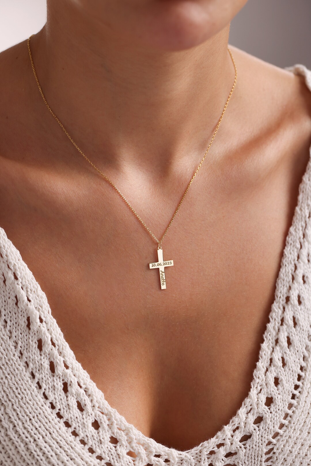 Personalized Cross Necklace: Custom Christian Baptism Gift - Etsy
