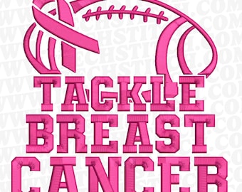 Tackle Breast Cancer Embroidery Design – Breast Cancer Awareness Football Ribbon Machine Embroidery Pattern