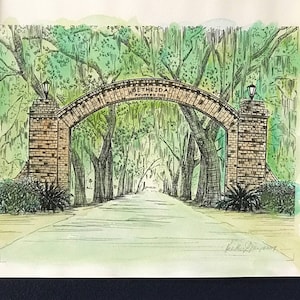 Bethesda Gate Savannah - Hand Painted Watercolor Fine Art Print - Savannah Georgia Painting - Unique Wedding Gift - Anniversary Gift