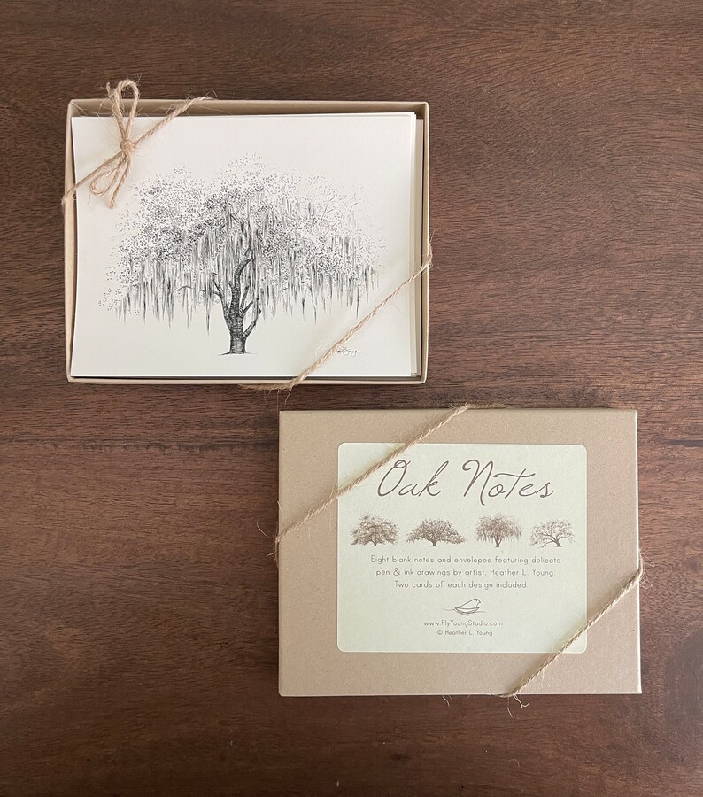 Oak Notes Boxed Stationery Set Savannah and Low Country Live Oak Tree Cards image 3