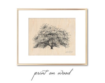 Wood Tree Art - Old Oak Tree Print - Nature Lover Gift - 5th Anniversary Gift - Unique Gift - Luxe Rustic Decor - Print on Wood - Wall Decor