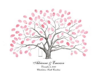 Personalized Thumbprint Tree Wedding Guest Book Alternative - Southern Live Oak Tree - Signature Tree - Custom Keepsake Art