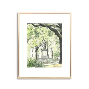 Chippewa Square Hand painted watercolor print signed by Savannah artist, Heather L. Young - Fine Art Print