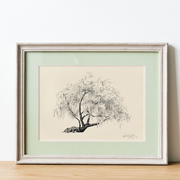 Live Oak Tree Print - Technical Drawing - Fine Art Gift - Neutral Colors - Southern Wall Decor - Botanical - Ford Field and River Club