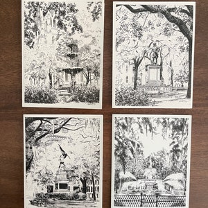 Savannah Square Notes Boxed Stationery Set Historic Savannah Georgia Cards Set of 8 image 7