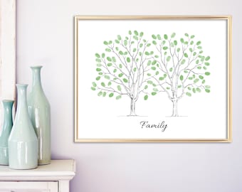 Family Tree Poster Instant Download / Fingerprint / Thumbprint Tree Guestbook Alternative / Family Reunion / Ancestry / Lineage Keepsake