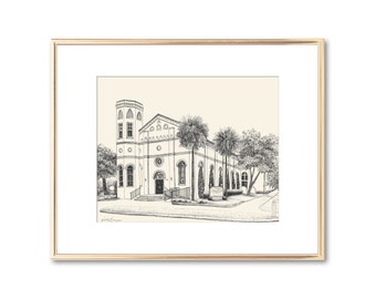 St Michaels Catholic Church - Fernandina Beach - Pen and Ink Drawing - Signed Fine Art Print - Keepsake - Wedding Gift - Amelia Island