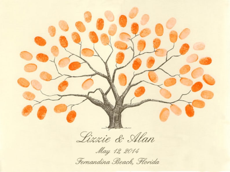 Personalized Fingerprint Thumbprint Tree Guestbook Alternative SMALL Wedding