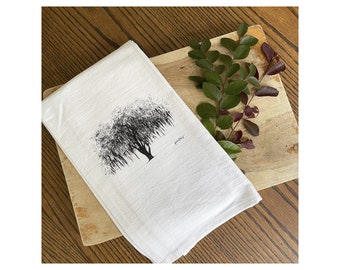 Hunter Oak Tree Tea Towel - 100% Cotton Flour Sack Kitchen Hand Towel