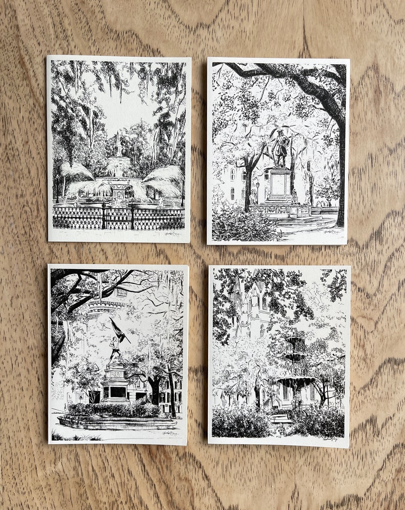 Savannah Square Notes Boxed Stationery Set Historic Savannah Georgia Cards Set of 8 image 8