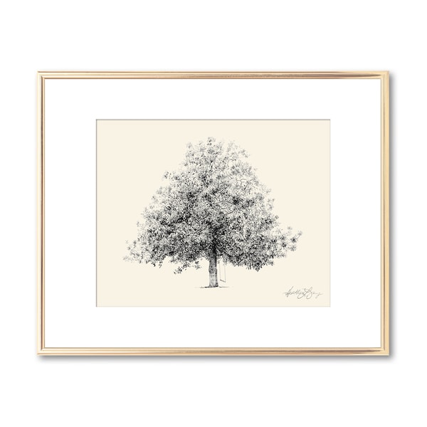 Dibujo de árbol de magnolia - Impresión de bellas artes - Arte inspirado en la naturaleza - Arte de pared botánico - Regalo único - Dibujo técnico - Decoración sureña