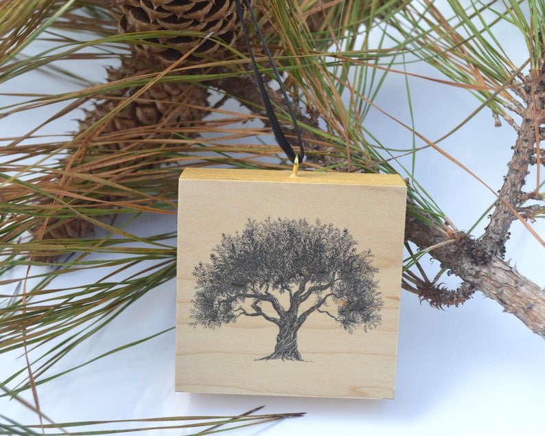 Olive Tree Art Print on Wood Panel Christmas Ornament Etsy