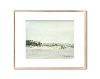 Coastal Painting - Georgia Seascape - Watercolor Fine Art Giclee Print - Beach Art - Nautical Decor - Lowcountry Art Lover Gift - Nautical