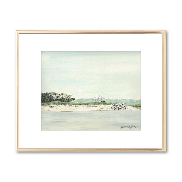 Pintura costera - Paisaje marino de Georgia - Acuarela Bellas Artes Impresión Giclee - Arte de playa - Decoración náutica - Regalo amante del arte de Lowcountry - Náutica