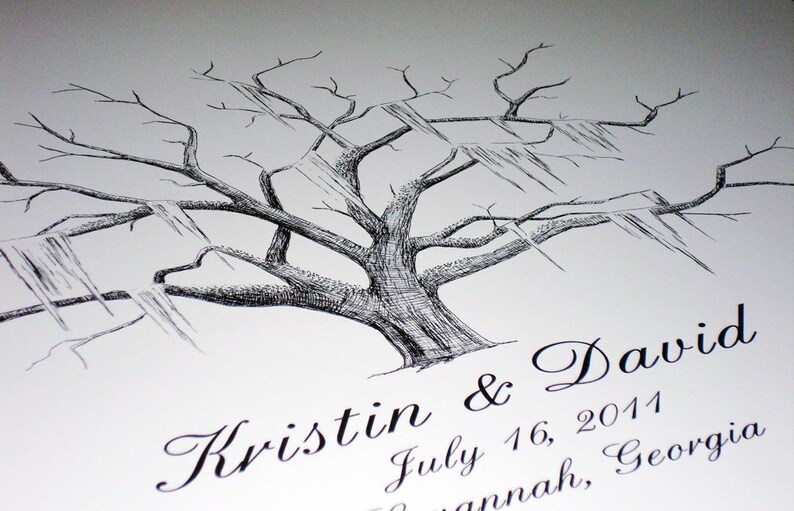 Personalized Fingerprint Thumbprint Tree Guestbook Alternative SMALL Wedding