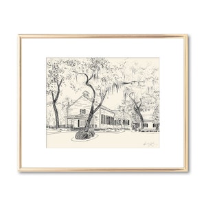 Isle of Hope Methodist Church Savannah Pen and Ink Drawing - Signed Fine Art Print - Savannah Keepsake - Wedding Gift - Personalized Gift