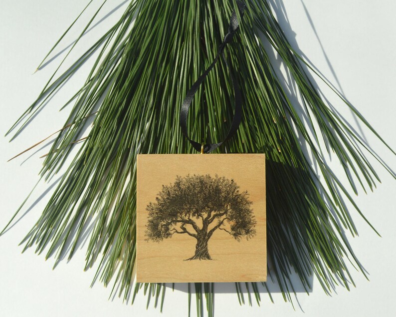 Olive Tree Art Print on Wood Panel Christmas Ornament Etsy