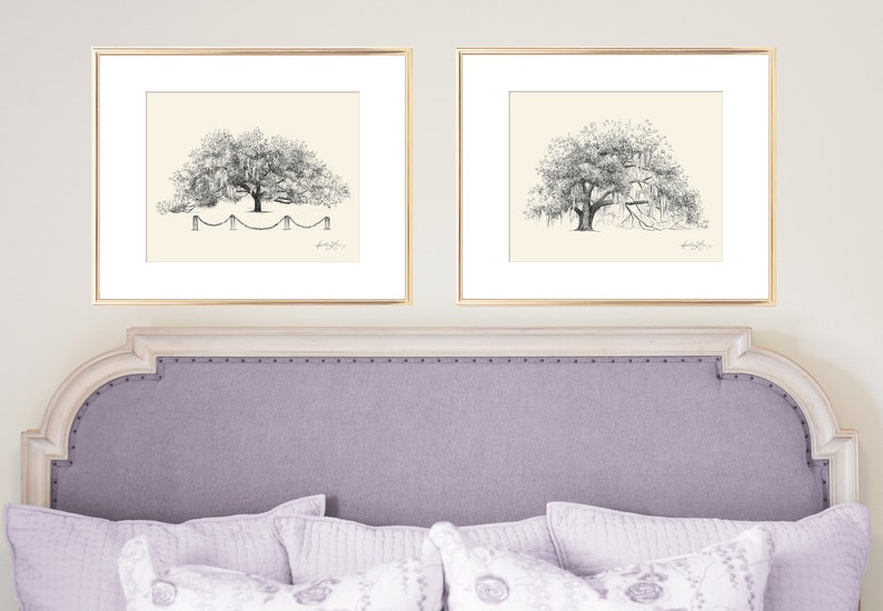 Old Oak Tree Print Technical Line Drawing Nature Lover Gift Line Art Rustic Art Botanical Illustration Southern Decor Wall Art image 6