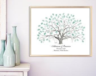 Personalized Savannah Live Oak Thumbprint Tree Wedding Guestbook Alternative / Fingerprint Tree / Family Tree / Signature Tree