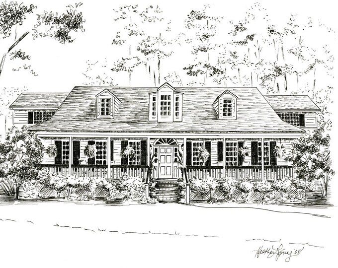 Custom Pen and Ink Drawing of Your Home or Garden Etsy