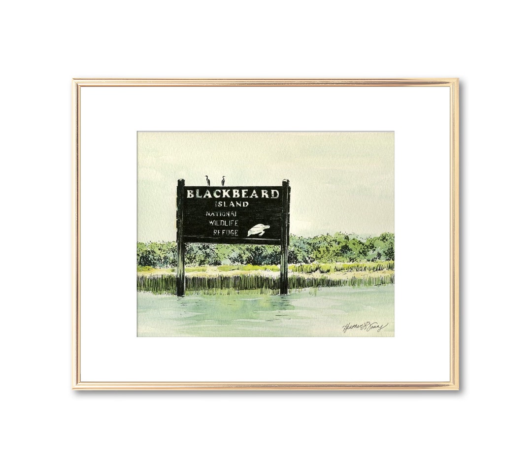 Blackbeard Island Sign a Fine Art Watercolor Print by Artist