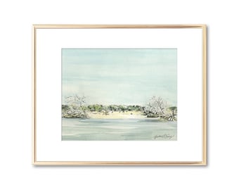 Sapelo Island Georgia Watercolor Painting - Fine Art Print - Driftwood Beach - Pen and Ink Drawing - Coastal Decor - Nautical Wall Art